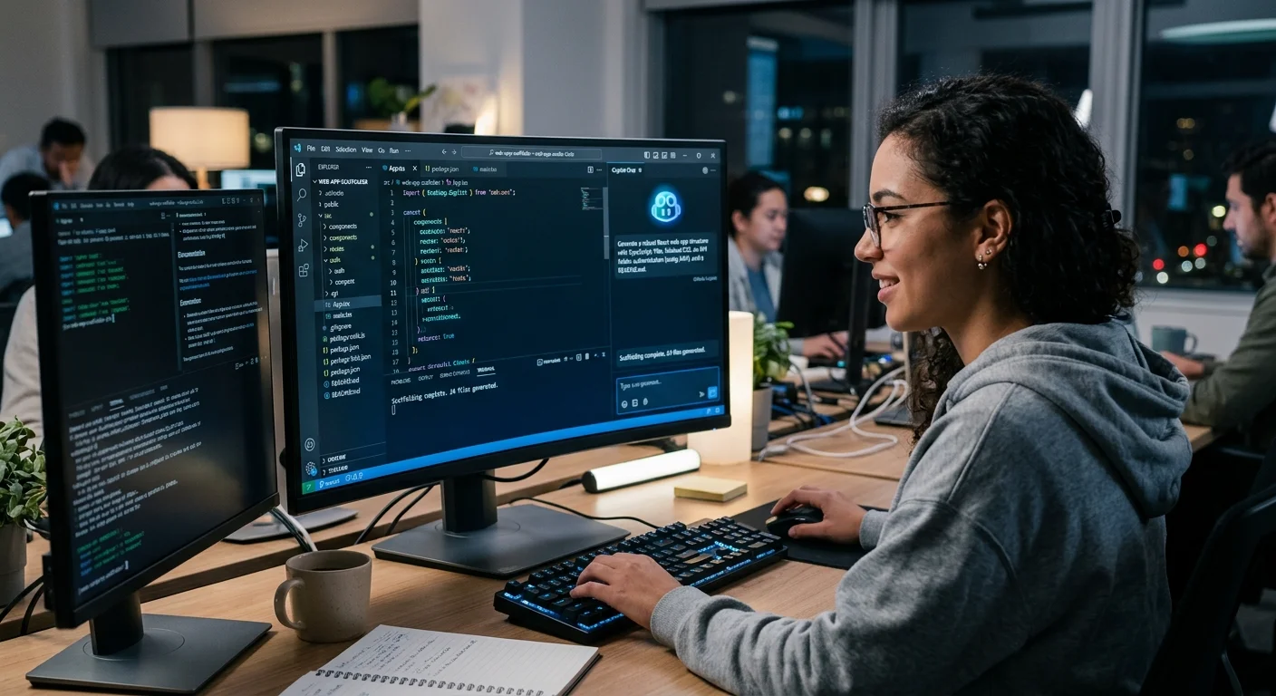 Developer using AI code generation tool in IDE